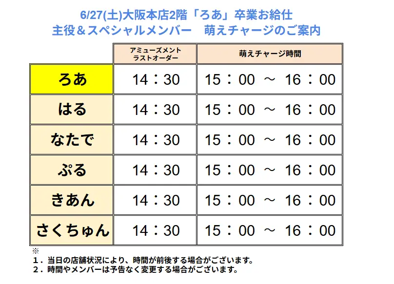 ろあ卒業スペシャルお給仕 | 秋葉原・大阪・名古屋のメイドカフェなら