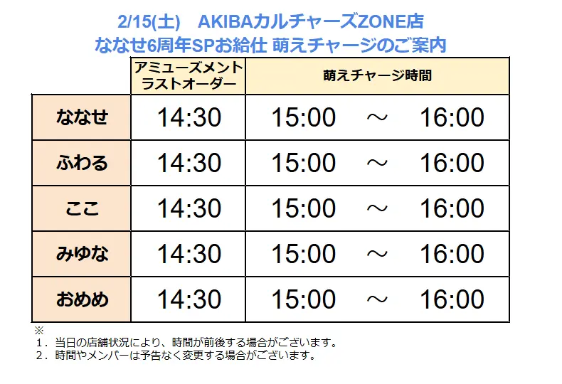 ななせ6周年 スペシャルお給仕 | 秋葉原・大阪・名古屋のメイドカフェ