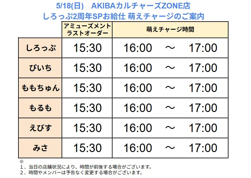 しろっぷ2周年スペシャルお給仕 | 秋葉原・大阪・名古屋のメイド