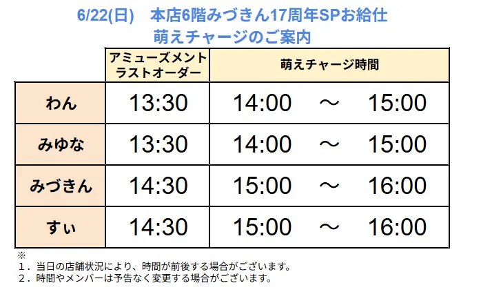 みづきん17周年スペシャルお給仕 | 秋葉原・大阪・名古屋の