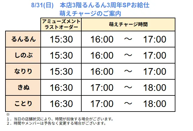 るんるん3周年スペシャルお給仕 | 秋葉原・大阪・名古屋のメイドカフェ